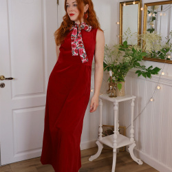 Stunning Red Velvet Maxi Dress | M
