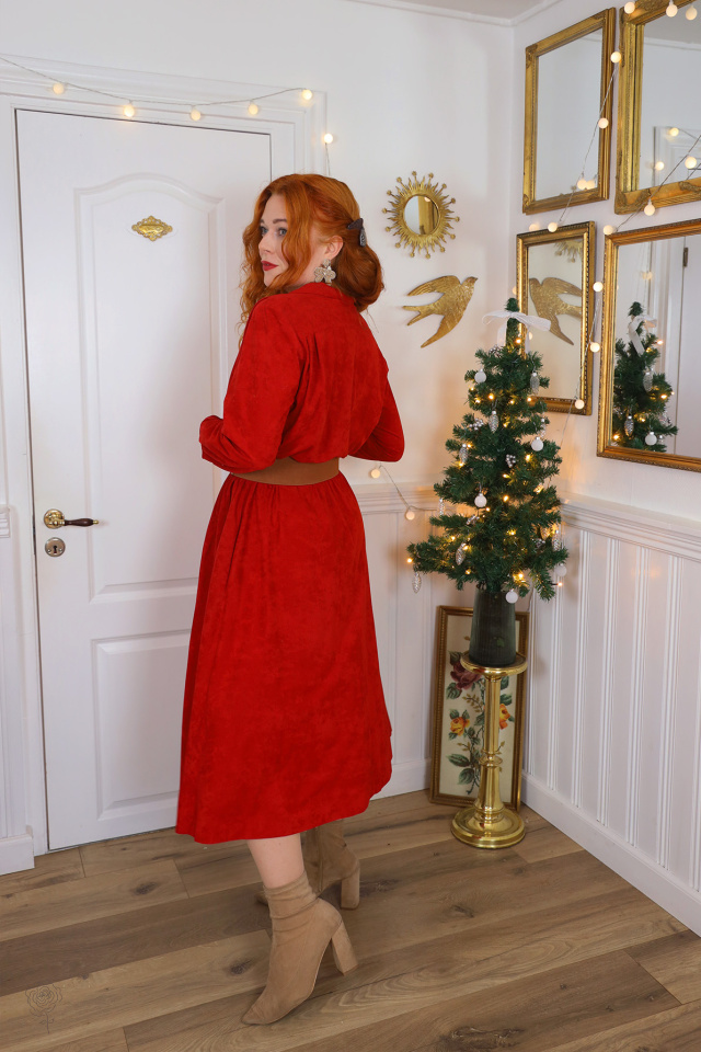 Soft Bright Red Vintage Dress | S/M