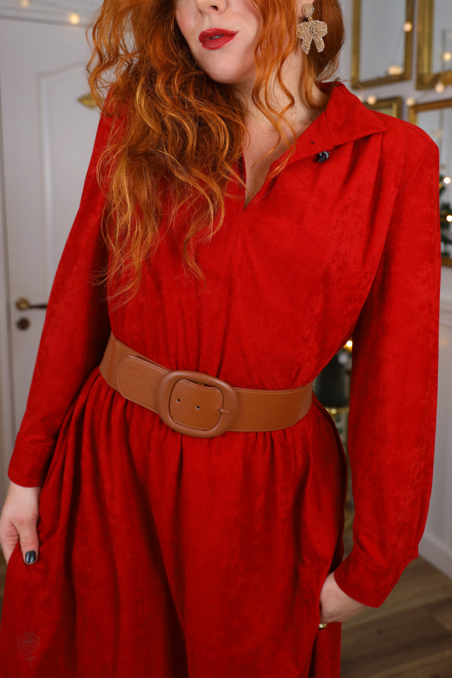 Soft Bright Red Vintage Dress | S/M