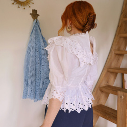 Romantic Danish Ruffle Vintage Top | XS/S
