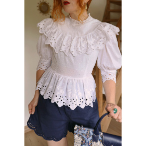 Romantic Danish Ruffle Vintage Top | XS/S