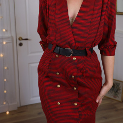 Stylish Red &amp; Black Pencil Vintage Dress | S/M