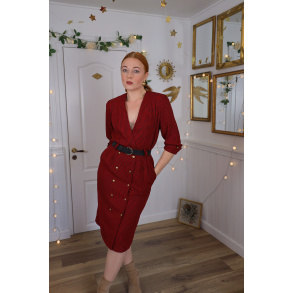 Stylish Red & Black Pencil Vintage Dress | S/M