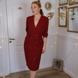 Stylish Red &amp; Black Pencil Vintage Dress | S/M