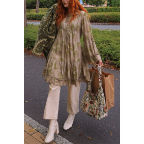 Green Summer Sun Boho Mini Dress