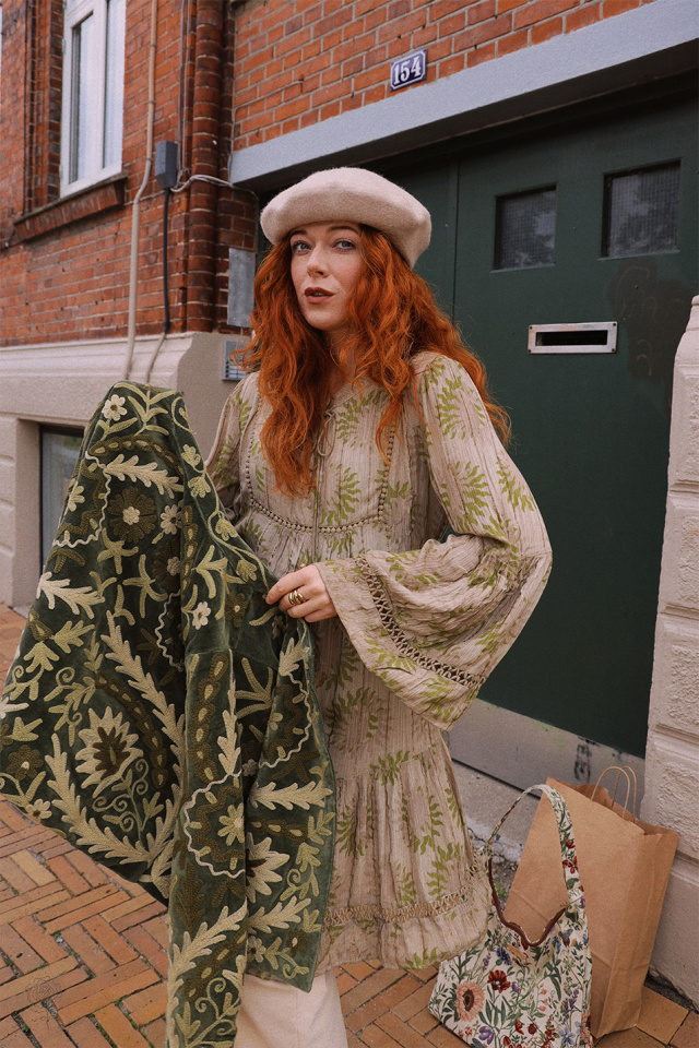 Green Summer Sun Boho Mini Dress