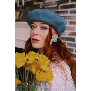 Summer Day Sky Blue Wool Beret
