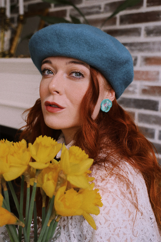 Summer Day Sky Blue Wool Beret