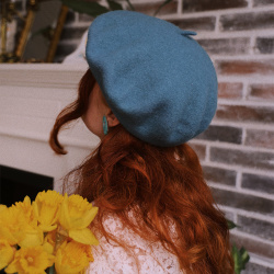 Summer Day Sky Blue Wool Beret