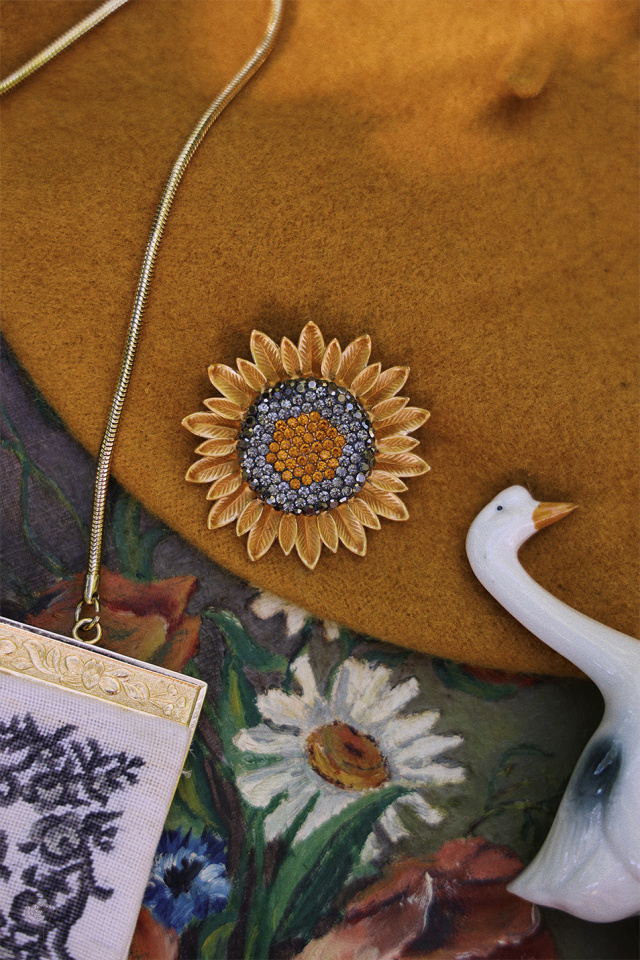 Sunflower Brooch Pin