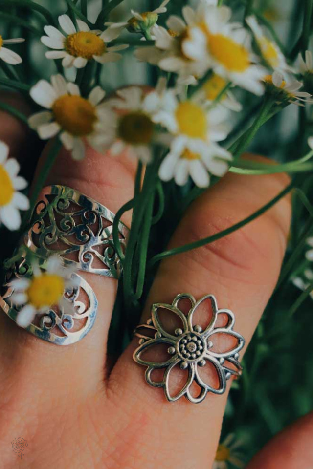 Silver Sunflower Ring