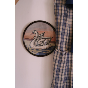 Retro Swan Needlepoint in Frame