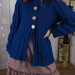 Teal Cable Knit Vintage Cardigan | S