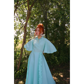 Dreamy Turquoise 70's Vintage Maxi | S