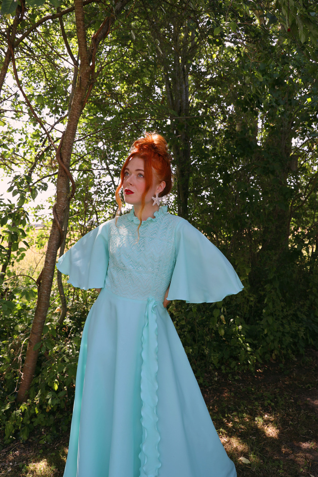 Dreamy Turquoise 70's Vintage Maxi | S