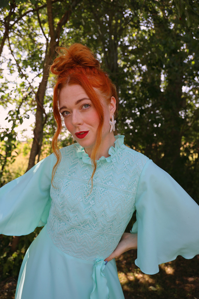 Dreamy Turquoise 70's Vintage Maxi | S