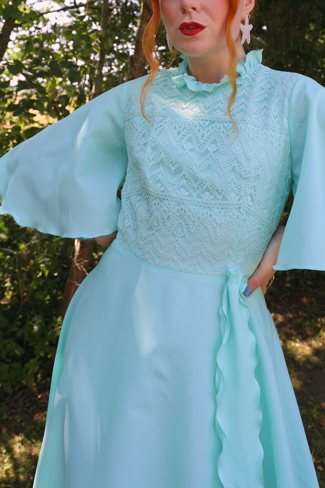 Dreamy Turquoise 70's Vintage Maxi | S