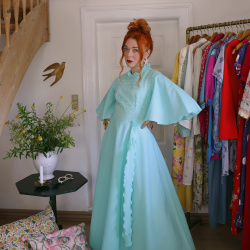 Dreamy Turquoise 70's Vintage Maxi | S