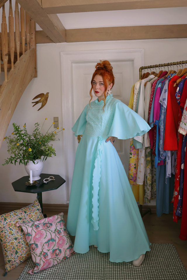 Dreamy Turquoise 70's Vintage Maxi | S