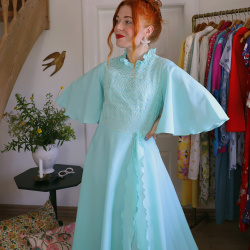 Dreamy Turquoise 70's Vintage Maxi | S