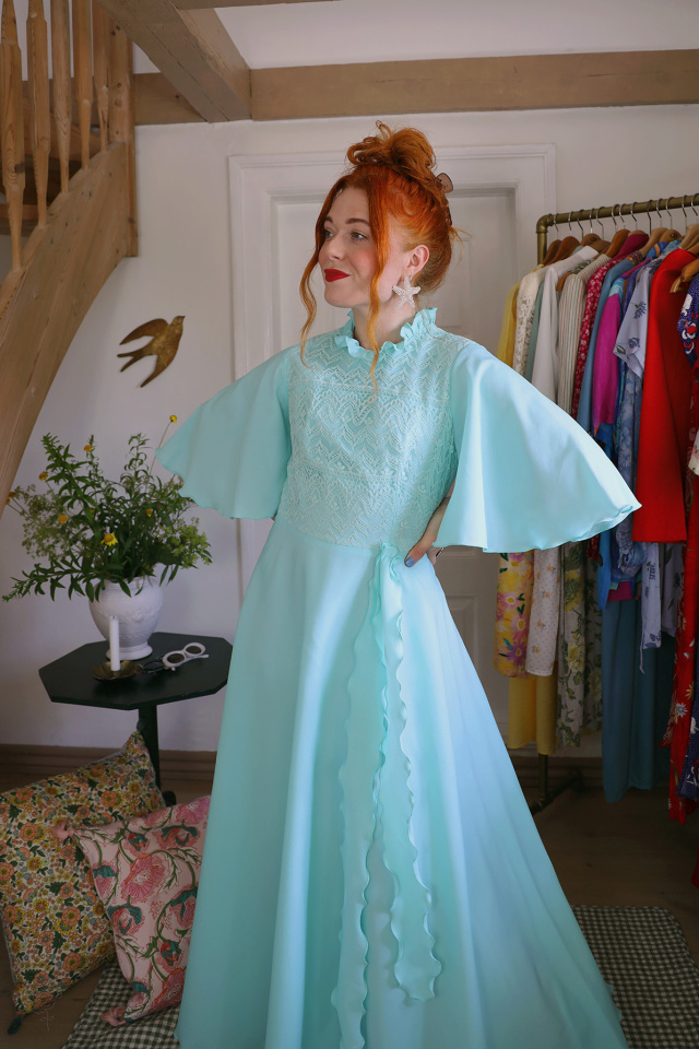 Dreamy Turquoise 70's Vintage Maxi | S
