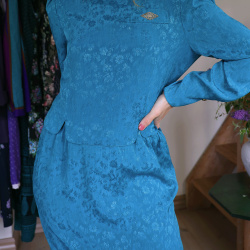 Elegant Turquoise Leslie Fay Vintage Dress | S/M