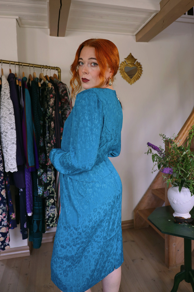 Elegant Turquoise Leslie Fay Vintage Dress | S/M