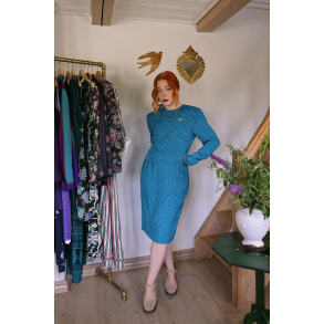 Elegant Turquoise Leslie Fay Vintage Dress | S/M