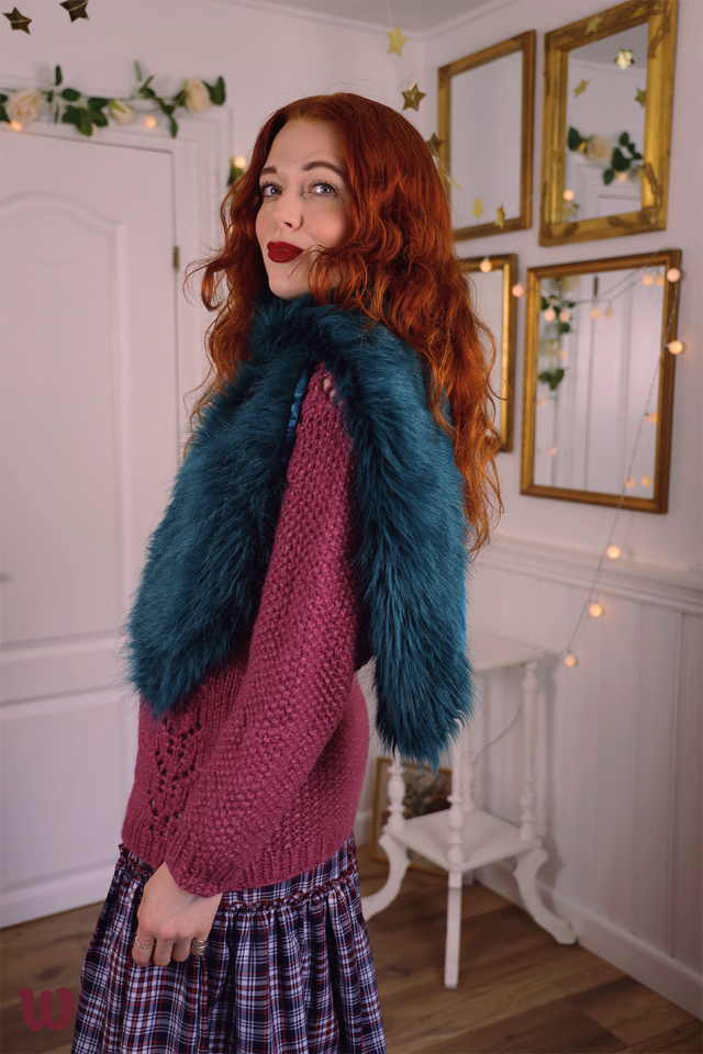 Turquoise Faux Fur Scarf Piece 