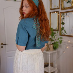 Turquoise Pattern Recycled Hair Tie 