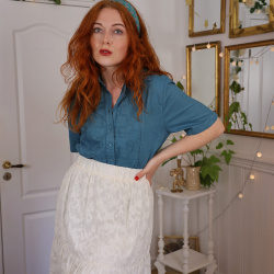 Turquoise Pattern Recycled Hair Tie 