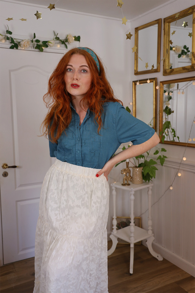 Turquoise Pattern Recycled Hair Tie 