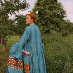 Turquoise Floral Recycled Kimono | M-XL