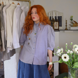 Two Shaded Blue Vintage Top | M/L