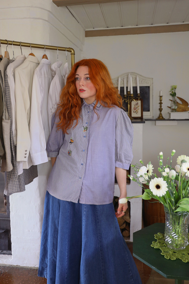 Two Shaded Blue Vintage Top | M/L