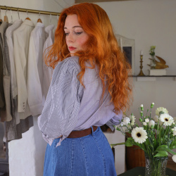 Two Shaded Blue Vintage Top | M/L