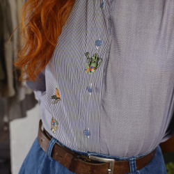 Two Shaded Blue Vintage Top | M/L