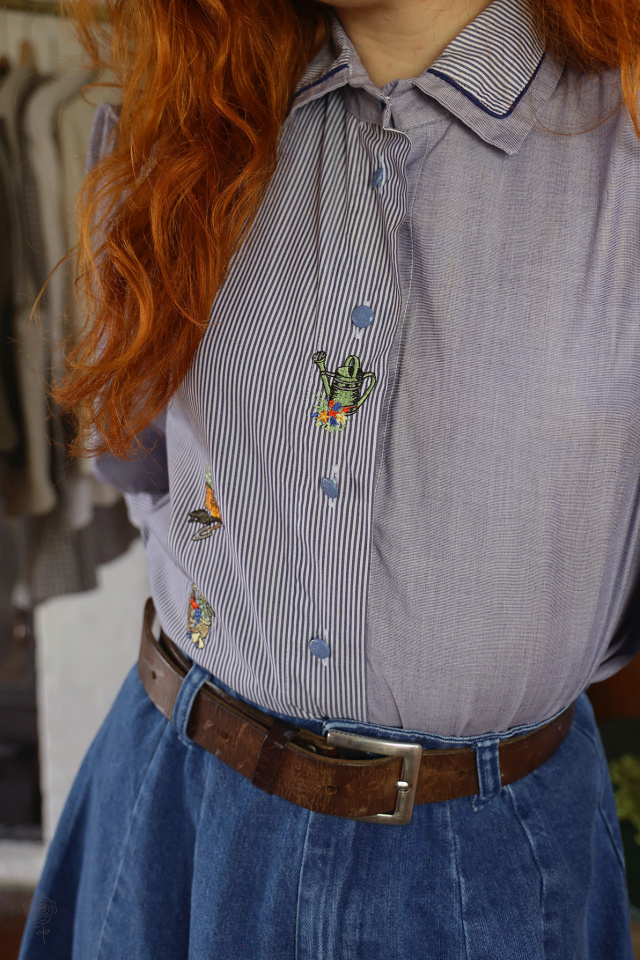 Two Shaded Blue Vintage Top | M/L