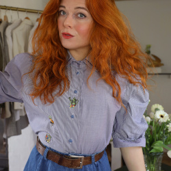 Two Shaded Blue Vintage Top | M/L