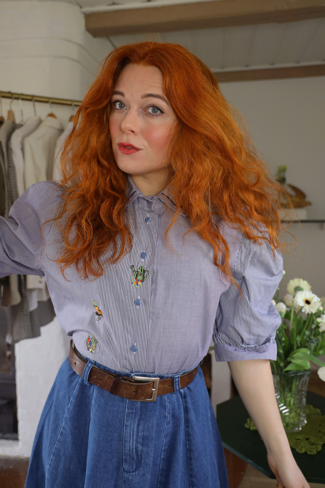 Two Shaded Blue Vintage Top | M/L