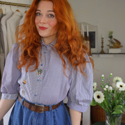 Two Shaded Blue Vintage Top | M/L