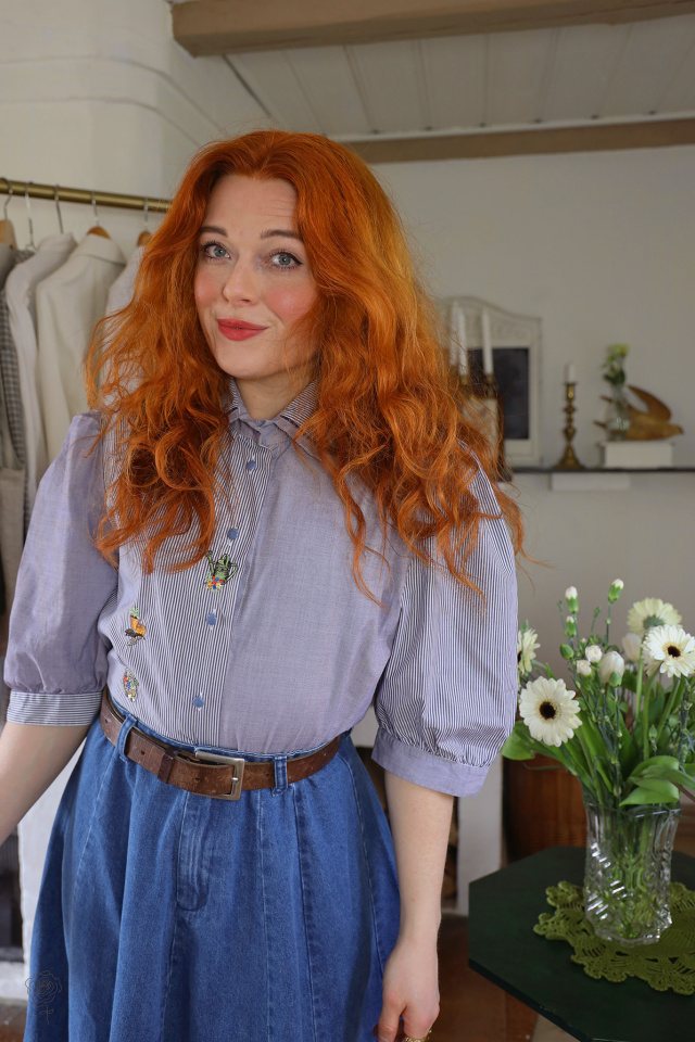 Two Shaded Blue Vintage Top | M/L