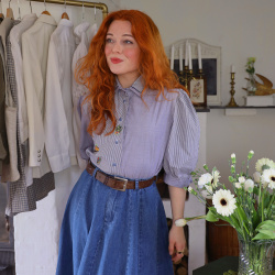 Two Shaded Blue Vintage Top | M/L