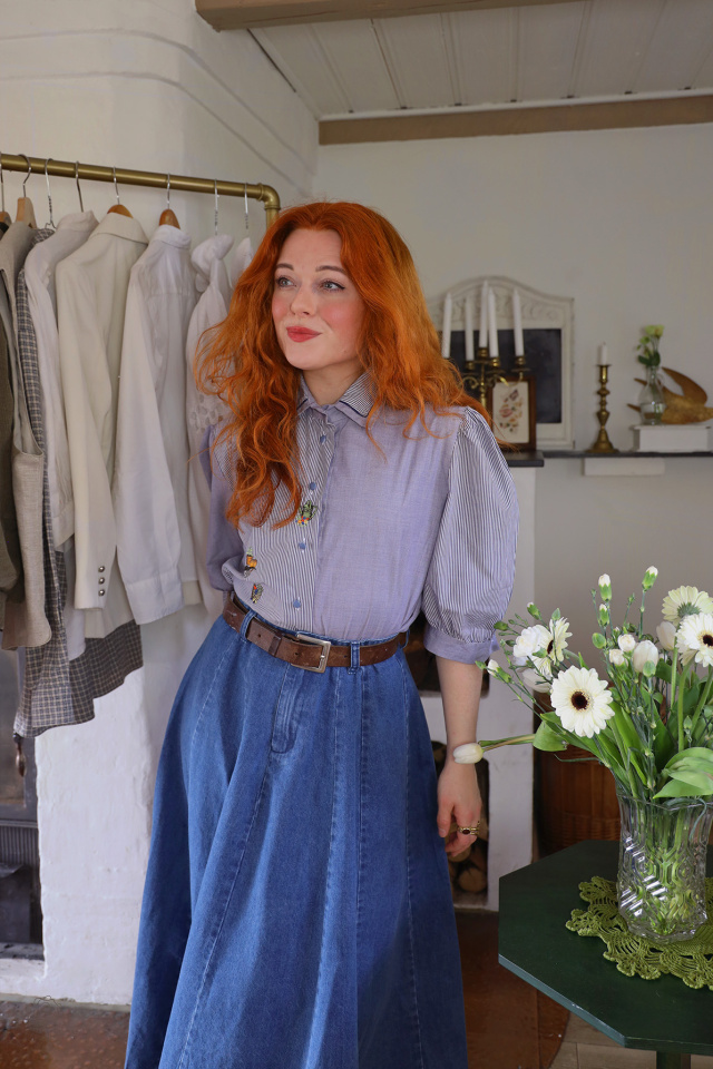 Two Shaded Blue Vintage Top | M/L