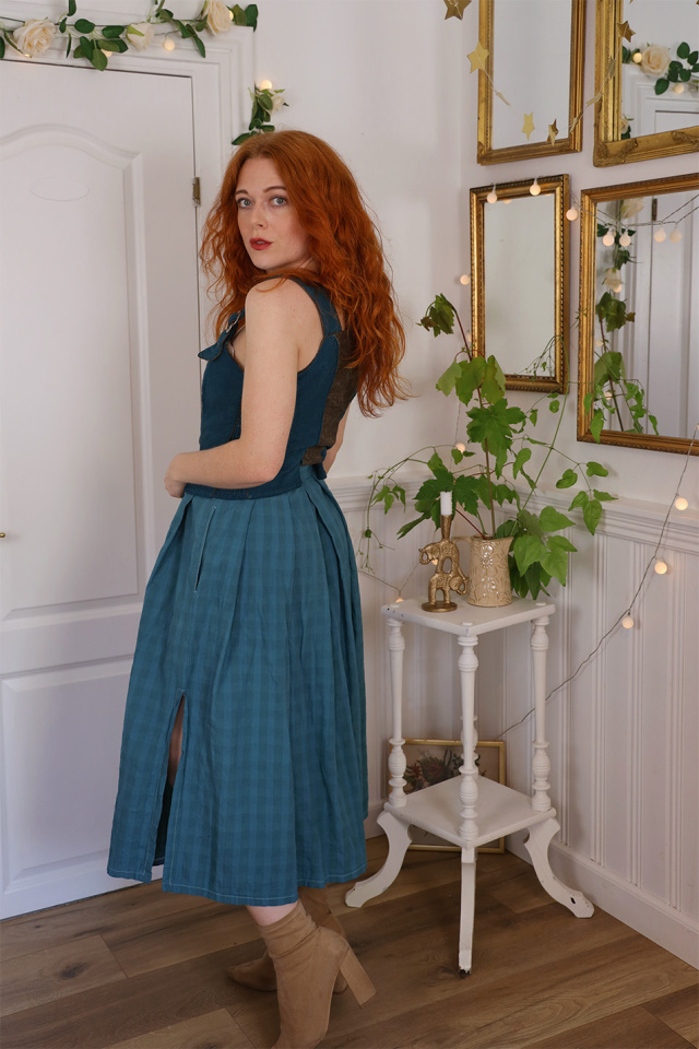 Upcycled Turquoise Vintage Skirt | XS