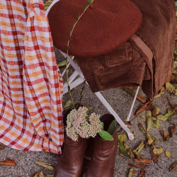 Brown Velvet Midi Skirt 