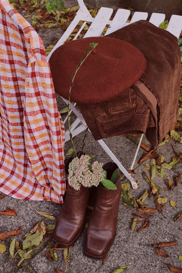 Brown Velvet Midi Skirt 