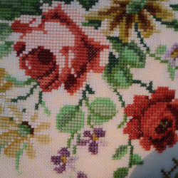 Vintage Needlepoint Floral Pillow