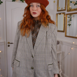 Brown Plaid Vintage Blazer | L