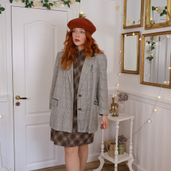 Brown Plaid Vintage Blazer | L